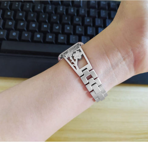 Stainless Steel Bracelet Compatible with Fitbit Sense 2/Sense/Versa 4/Versa 3 - Dressy Luxurious Bands