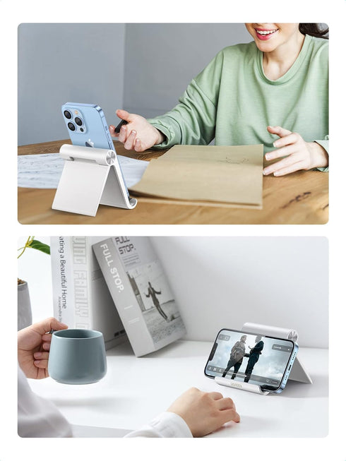 UGREEN Cell Phone Stand for Desk - Foldable Portable Adjustable Holder Compatible with iPhone 15/14/13 Pro Max