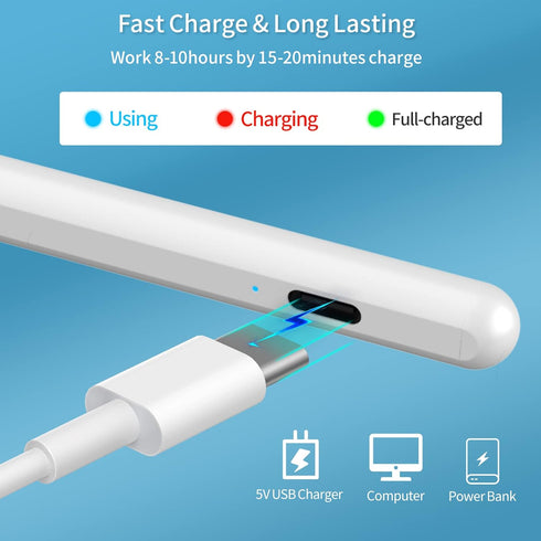 Stylus Pen for iPad 9th&10th Generation, 5X Fast Charge Digital Pen Compatible with 2018-2023 iPad Models - White