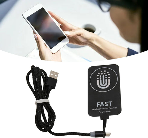 Charging Receiver, 10W Ultra Thin Type C Receiver Patch, Magnetic Back Patch for USB C Smartphone