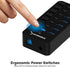 SABRENT 36W 7 Port USB 3.0 Hub with Individual Power Switches and LEDs, includes 36W 12V/3A power adapter