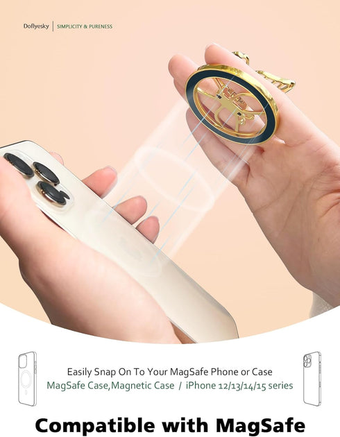 2024 Upgrade Magnetic Phone Grip Compatible with MagSafe, Butterfly Holder Finger Kickstand, Adapter Ring Included, Gold