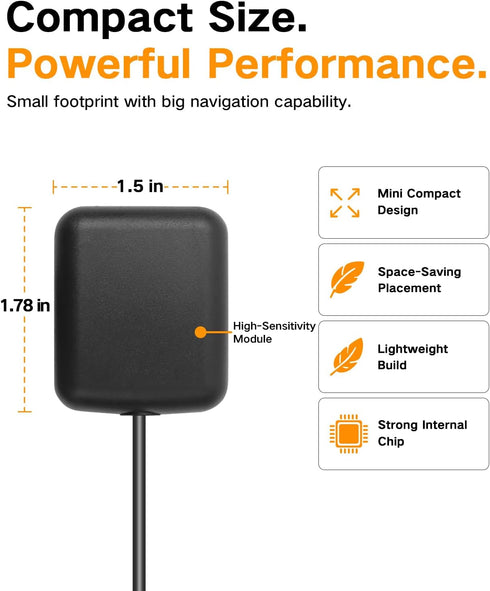 ViaBecs 5.68ft GPS Navigation Antenna SMA Male Connector for Car Stereo Head Unit, Active GPS Antenna, Cable