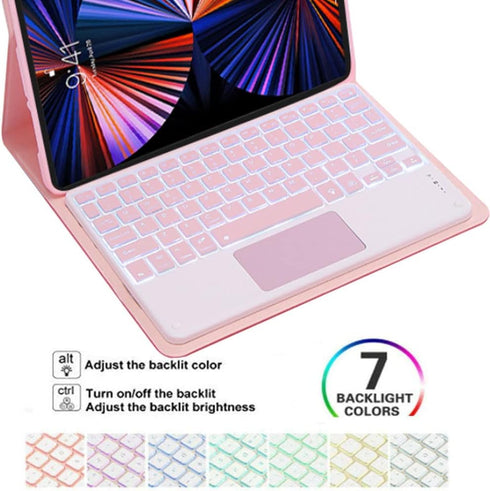Touchpad Keyboard Case for iPad 10th Generation, 7 Colors Backlit Slim Folio Cover with Detachable Bluetooth Keyboard