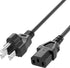Superer 5 ft 3 Prong AC Power Cord Universal Black Power Cable for