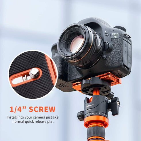 K&F Concept Aluminum Alloy Quick Release Plate with 1/4 Inch Screw for Camera, Cage, Cellphone, etc (Orange)