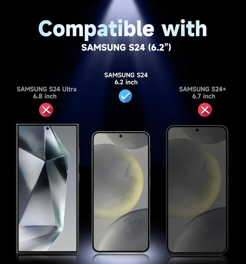 MAGIC JOHN 2 Pack for Samsung Galaxy S24 Privacy Glass Screen Protector inch, Anti-spy Tempered Glass Film, Auto Dust-Elimination Installation, Bubble Free, Case Friendly, Anti-Scratch