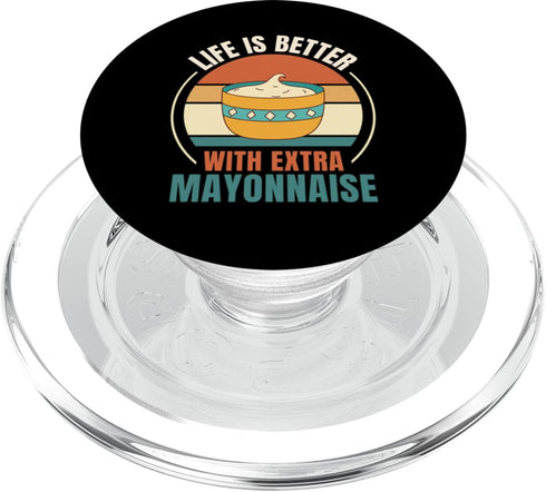 Retro Life Is Better With Extra Mayonnaise Lover Vintage Life Is Better With Extra Mayonnaise Food Lover PopSockets MagSafe PopGrip