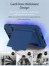 Vihibii iPhone 15 Pro Max Wallet Case, Blue: Card Holder (4 Cards), Kickstand, Slide Lens, Shockproof, Raised Edges.
