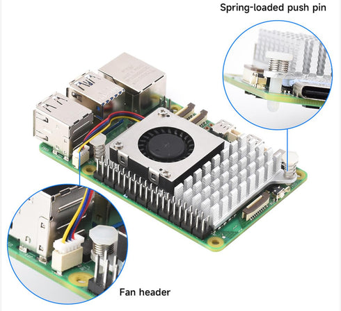 Active Cooler for Raspberry Pi 5 - Active Cooling Fan Aluminium Heatsink with Thermal Pads for Raspberry Pi 5