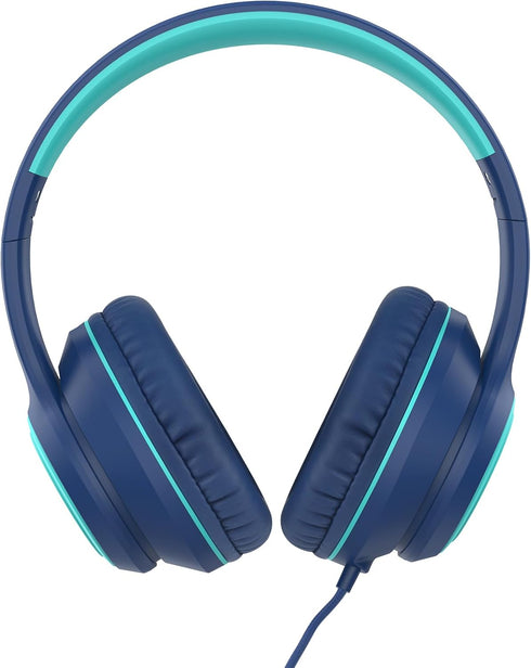 A8 Over-Ear Headphones with Microphone, Lightweight Folding Stereo Bass Headphones with 1.5M No-Tangle Cord, Portable Wired Headphones for Smartphone Tablet Computer MP3 / 4 (Blue)