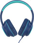 A8 Over-Ear Headphones with Microphone, Lightweight Folding Stereo Bass Headphones with 1.5M No-Tangle Cord, Portable Wired Headphones for Smartphone Tablet Computer MP3 / 4 (Blue)