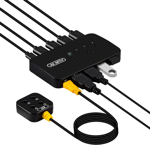 DGODRT USB Switch 4 in 4 Out, USB Switcher Selector 4 Port for