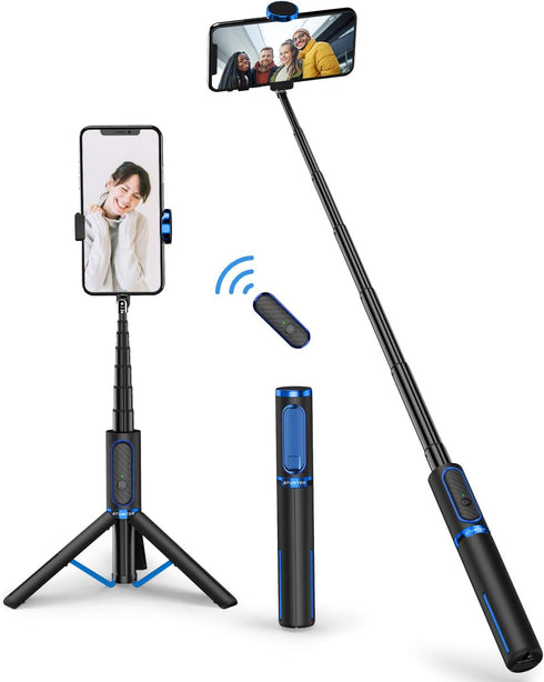 ATUMTEK Selfie Stick Tripod, Extendable 3 in 1 Aluminum Bluetooth Selfie Stick with Wireless Remote for iPhone