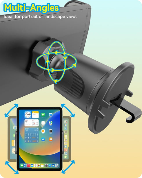 iPad Car Mount Air Vent Holder, Upgraded Metal Hook for 5-11 Inch Tablets, Samsung Galaxy, iPad Pro, iPhone
