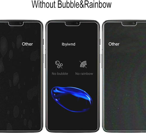 Ibywind Screen Protector for OnePlus 6 with 2Pcs Tempered Glass, 1Pc Backing Carbon Fiber Film, Easy to Install