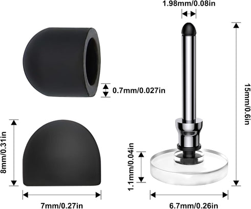 Bopomofo 10 Tips+5 Rubber Transparent Disc Trips,High Precision and High Sensitivity Stylus Replacement Tibs,Black