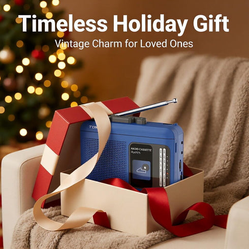 TOMASHI Cassette 3.5mm Portable Tape Player Recorder with AM/FM Radio, Built-in Speaker & Microphone, Headphone Jack