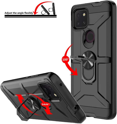 Jeylly for TCL Revvl 5G Case with 2 Pack Tempered Glass Screen Protector, Shockproof Protective Cover, Black