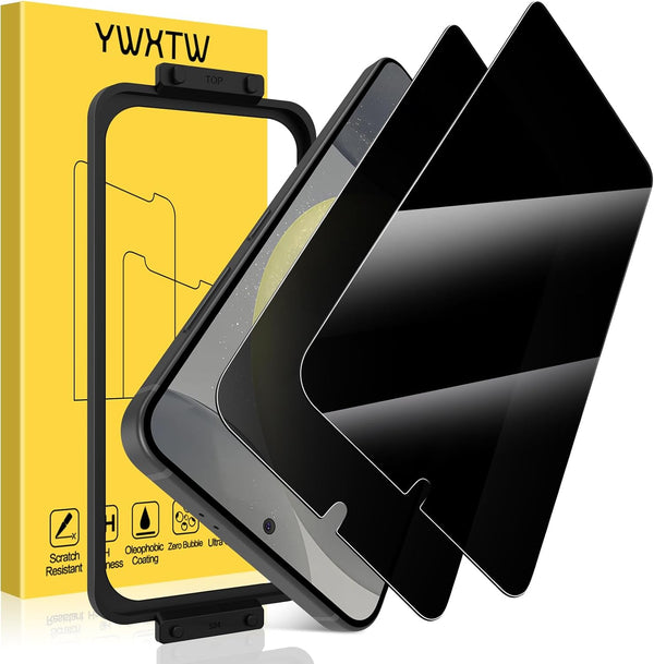 YWXTW EZ Unlock Privacy Screen Protector for Samsung Galaxy S24, 0.1S Ultrasonic Fingerprint Support, 2 Pack