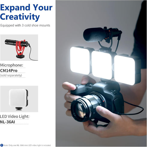 NEEWER LED Video Light, Portable Bi-Color 3200K~5600K Dimming Lights for Cameras, 2000mAh Rechargeable Battery