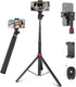 JEBUTU Extendable Tripod Aluminum, Portable Adjustable Light Stand with 1/4" Screw Phone Holder