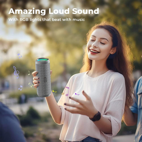 RIENOK Portable Bluetooth Speaker, 30W Dual Pairing True Wireless Stereo, IPX7 Waterproof Outdoor Sport Shower Speaker