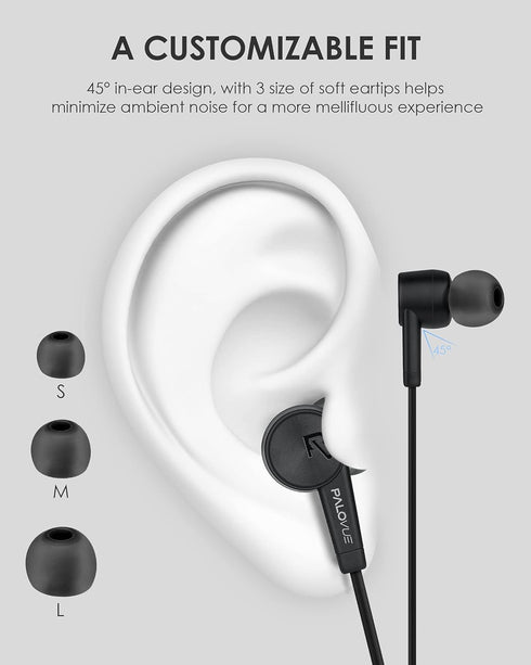 PALOVUE USB Type C Headphones - In Ear Earphones with Mic and Volume Control for Google Pixel, Samsung, Oneplus