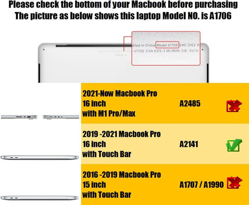 Se7enline Compatible with MacBook Keyboard Cover - for 2019-2021 Mac Pro 13 inch & 2020-2024 Mac Pro 16 inch, Gradient