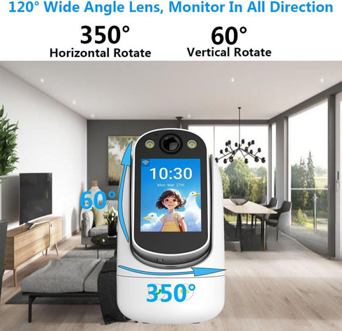 Video Call Security Camera Indoor, Nanny Camera Baby Monitor, 2-Way Video Call, 1080P 2.8 inch HD Screen