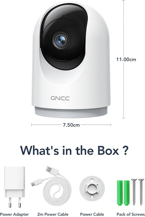 GNCC 2K 2-Way 2.4G Indoor Security Camera, Cameras for Home Security with Motion Detection, Baby/Pet Camera with Phone