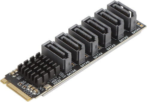 M.2 to SATA3.0 Adapter Card, M.2 M EKY PCIE3.0 to SATA, ASM1166 6Gbps 6 Port Expansion Interface Card