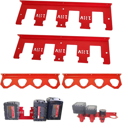 WOLGNKI Metal Battery Holder Organizer Mount Fit for Milwaukee M18 M12 Battery 2pcs