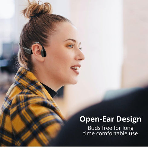 SA04 Black Bone Conduction Headphones, Lightweight Open-Ear Wireless Sport Headphones with Microphones