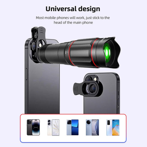 ZJchao 25X 18mm 25mm Cell Phone Zoom Lens, Magnification Eyepiece Objective Len Telephoto Lens Camera Lens with Clamp