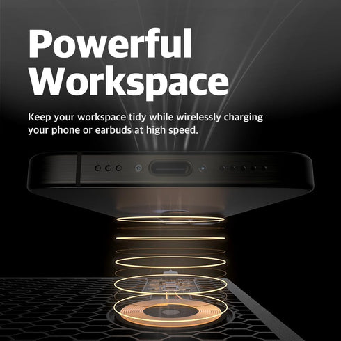 POUT H3 - Portable Qi Wireless Charging Mouse Pad Mat for Laptops Charges w/iPhone, Airpod, Samsung Galaxy (Midnight