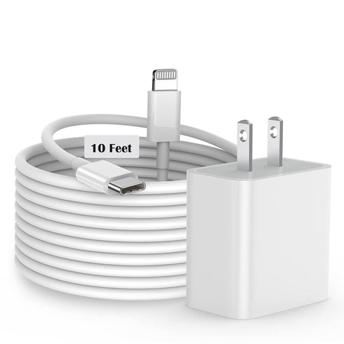 20W MFi Certified USB C Fast Charger with 10FT Type-C to Lightning Cable, compatible with iPhone 14/13/12/11/Xs