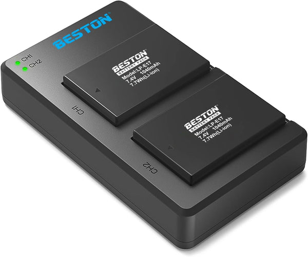 BESTON 2-Pack LP-E17 Battery and Charging Base for Canon EOS R50 R100 RP