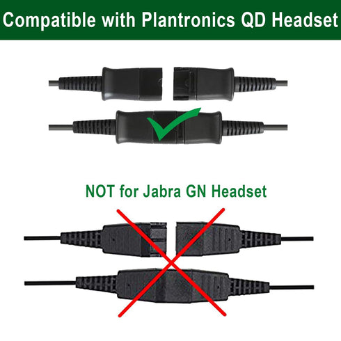 U10P Headset Adapter RJ9 to QD Cable for Plantronics Quick Disconnect Headset, Compatible with Polycom VVX Series Phones