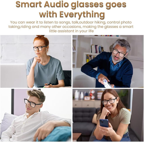 Jacuate Bluetooth Audio Smart Glasses for Women Men,Blue Light Blocking Bluetooth Glasses with Open Ear Speaker,Voice