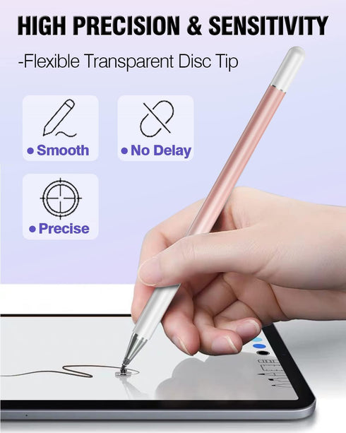 2 in 1 High Precision Universal Stylus Pen for iPad, Compatible with Apple, iPhone, iPad, Android, Samsung Tablets,