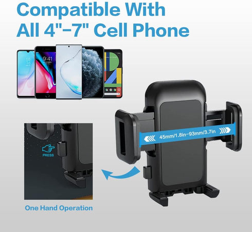 Universal Car Phone Holder Mount, Cell Phone Holder for Car with Strong Suction, Anti-Shake Stabilizer, Compatible with