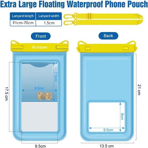 Waterproof Phone Pouch Floating, 10in Underwater Cell Phone Case with Lanyard for iPhone 15 Pro Max Plus 14/13/12/11