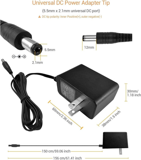 TIGERSECU UL Certified Security Camera Power Adapter, 12V 1A 100V-240V, 2.1x5.5mm Power Supply, Compatible with Lorex,