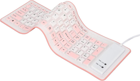 Heayzoki Roll Up Keyboard, 103 Keys USB Wired Waterproof Mute Foldable Silicone Keyboard, Fadeless for PC Laptop Travel