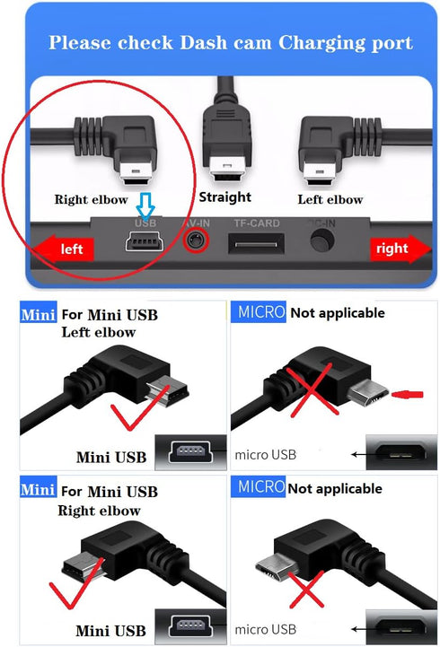 HKXLT 20W QC3.0 11.5ft 66W 3-Port 12V 24V (J98) Dash Cam Charger Cable PD & Built-in Super Fast Car Charg Mini USB