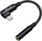 Angled USB Type C to 3.5mm Audio Adapter - USB-C to Aux Dongle for Android, Tablet, Laptop, Speaker, Car Stereo, Black.