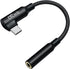 Angled USB Type C to 3.5mm Audio Adapter - USB-C to Aux Dongle for Android, Tablet, Laptop, Speaker, Car Stereo, Black.