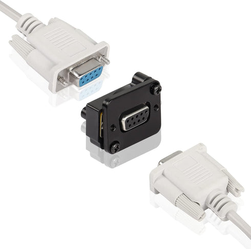 QIANRENON DB9 Panel Mount Straight Through Connector Adapter, 9-pin RS232 Serial Female to Male Coupler