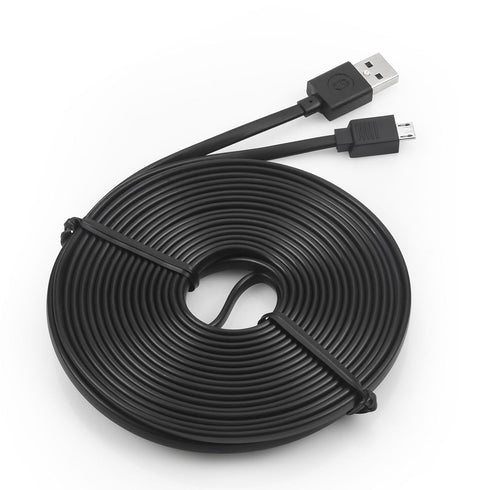 Long 25ft Micro USB Cable - USB to Micro USB Black Cable for PS4 Controller and Security Camera, 2 Pack